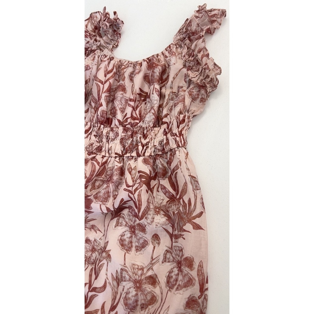 MELLODAY garden floral maxi sun pink red dress L regency cottage core boho chic - Picture 11 of 16